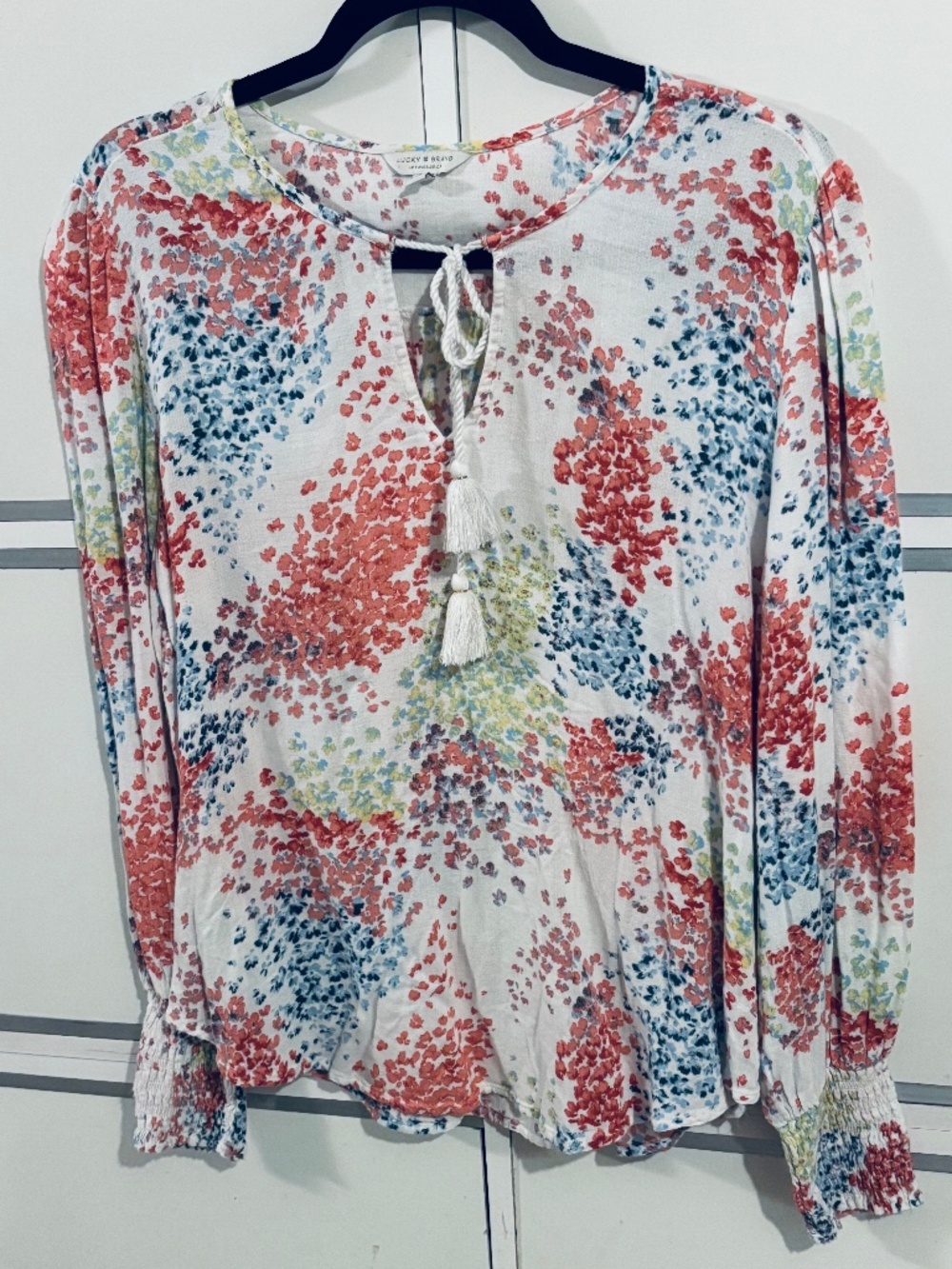 Lucky Brand Women’s White Multi Color Blouse Large